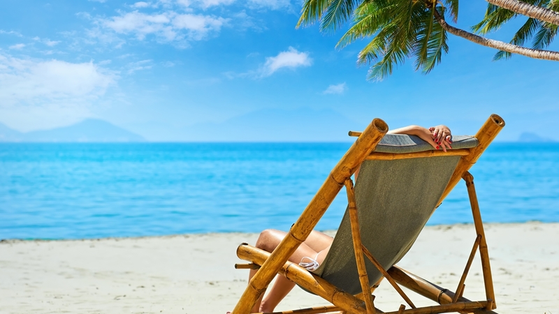 vacation, relax, palm, sky, woman, clouds, sea, beach, tranquil, sand, chair, firefox persona theme