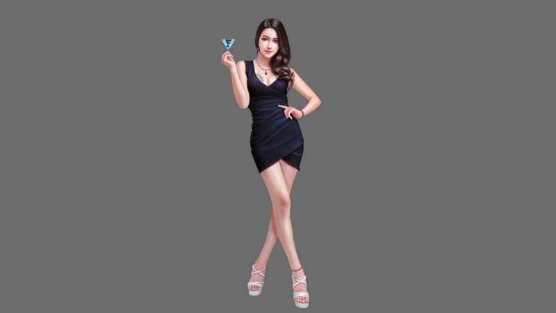 glass, fantasy, dress, girl, black, grey, asian