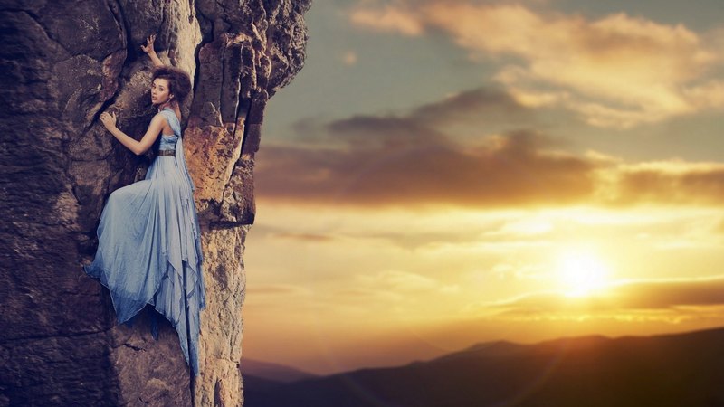 sun, beautiful, soft, sunset, scenary, scaling, situation, long dress, mountain, girl, love, pastel, blue