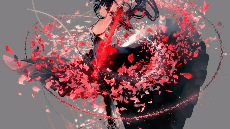 Red Pretty Dress Power Beautiful Magic Woman Sweet Anime Beauty Anime Girl Long Hair 