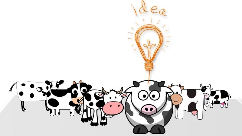 idea, lamp, cows, art, 4k