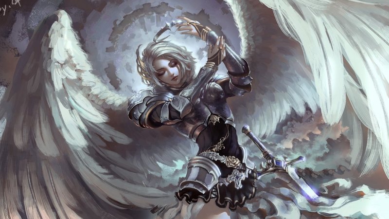 art, fantasy, wings, feather, angel, pixiv, white