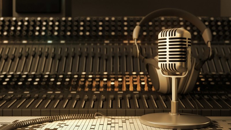 retro, headphones, microphone, vintage