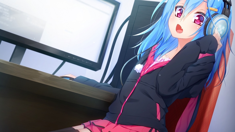 art, bluehair, anime, girl