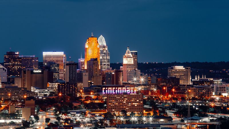night city, building, lights, skyscrapers, 4k