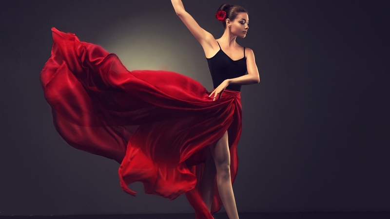 red, flamenco, dress, girl, model, black, woman, dancer