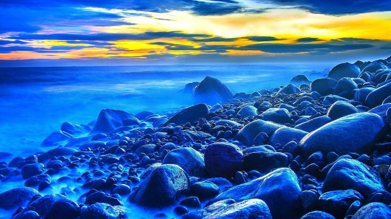 rocks, ocean, rocky, sky, clouds, sea, beach, nature, blue