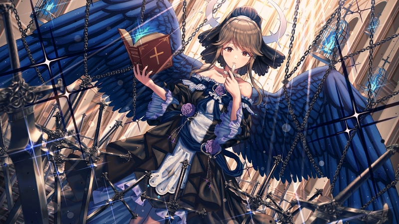 wings, girl, anime, angel, manga, tagme, blue