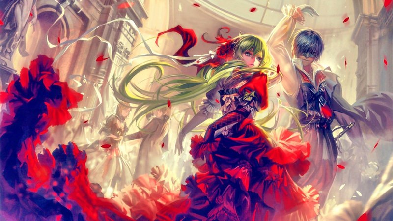 animation, anine, cantarella, red colors, digital art