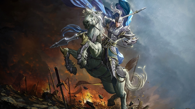 man, fantasy, horse, armor, warrior, donfoo