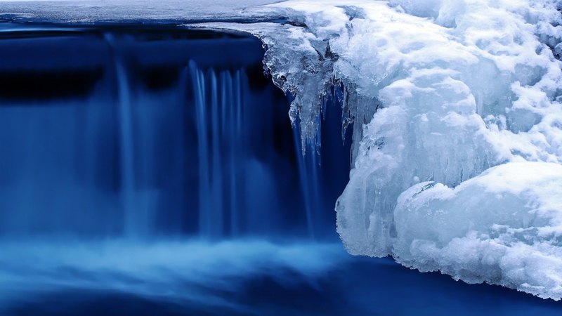 snow, waterfall, ice, nature, river, winter