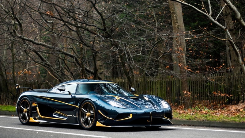 yellow, black, car, autumn, ferrari
