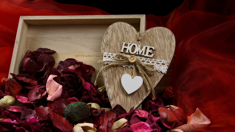 ribbon, heart, home, box, petals, country, roses