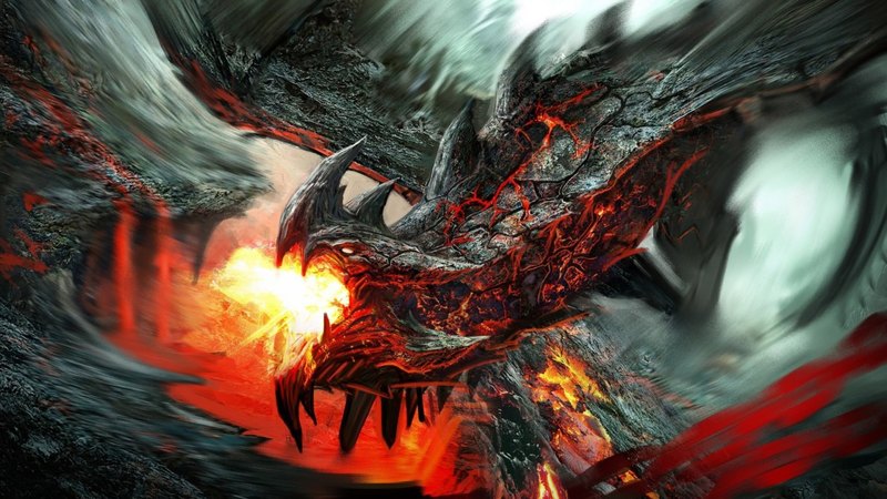 lava, fire, breathing, dragon