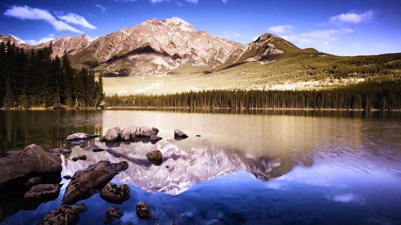 mountains, nature, sky, reflection, lake