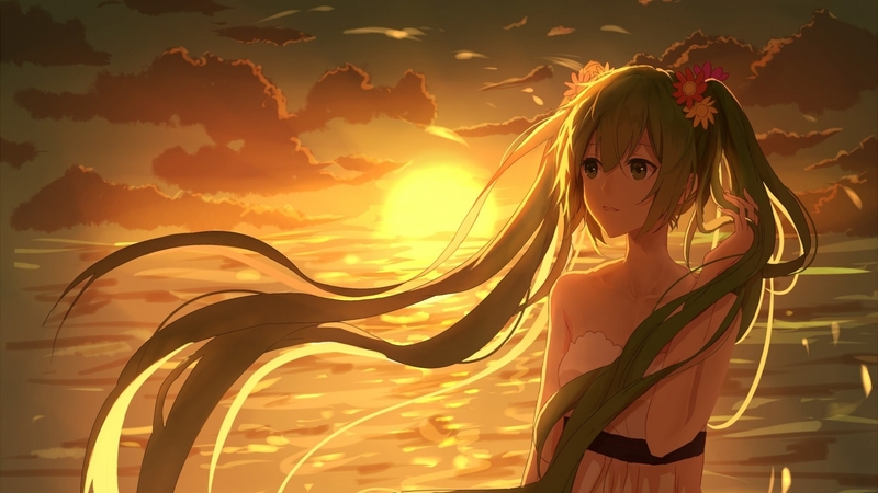 face, sky, girl, anime