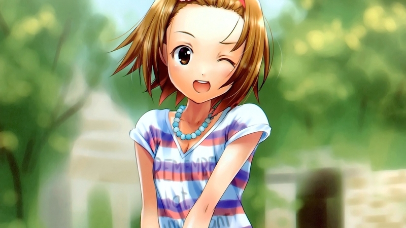 wink, smile, girl, anime