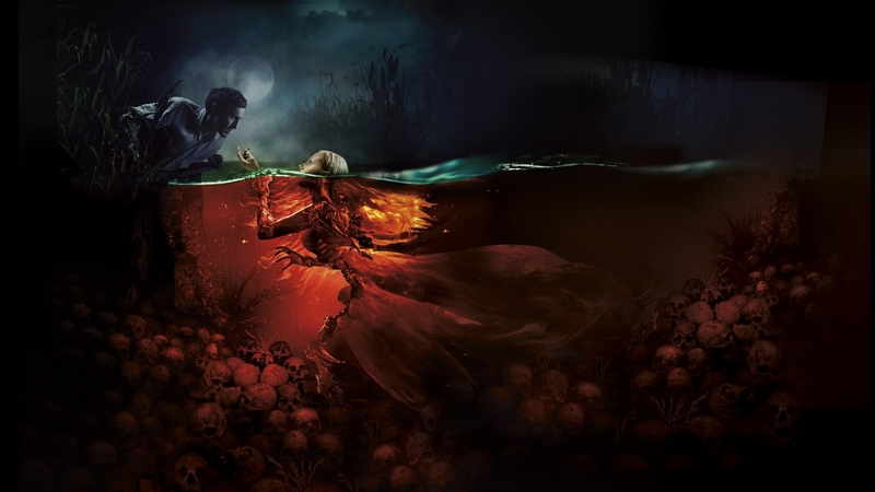 poster, water, orange, movie, girl, lake of the dead, mermaid, man