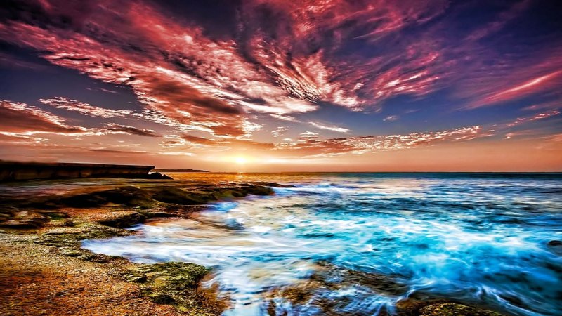 beach, surf, colors, hdr, clouds, sky, sea