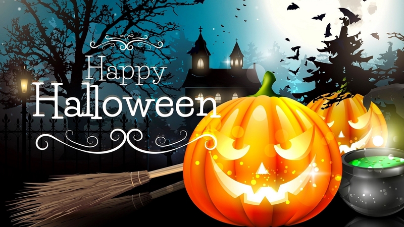 autumn, halloween, dark, pumpkin, castle, october, enchanted, night, bat