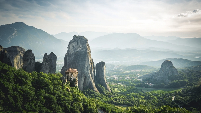 pillars, mountain, nature, sky