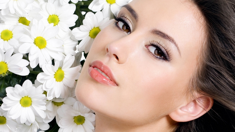 model, beauty, flowers, face