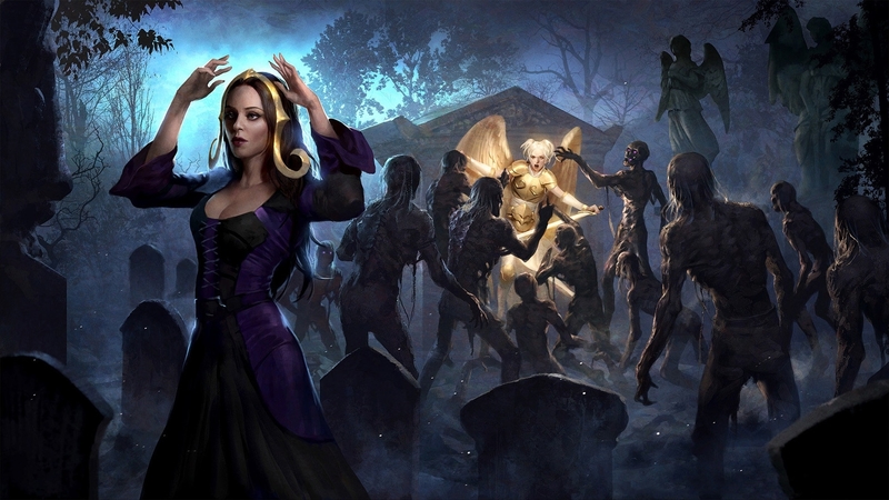girl, angel, golden, lasahido, zombie, blue, witch, art, luminos, fantasy
