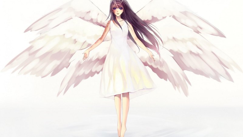 ikezawa hanako, wings, dress, angel, scars