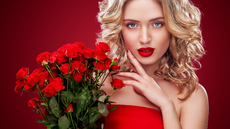model, girl, flowers, blonde