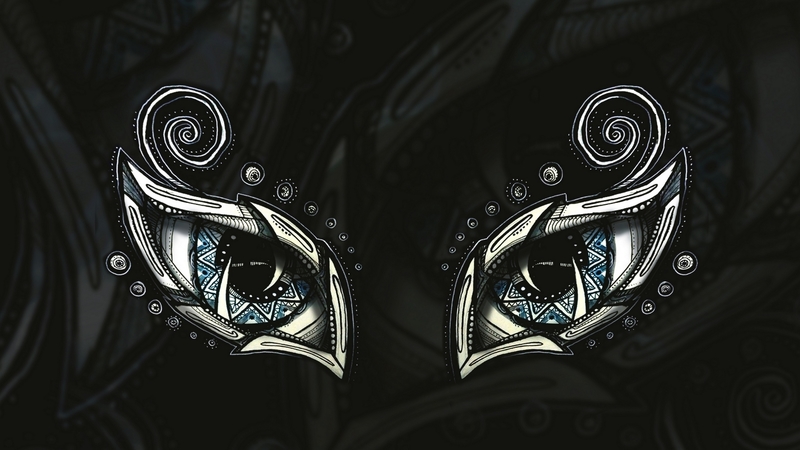 fantasy, eye, black, whte, eyes, yevgenia frolova, blue