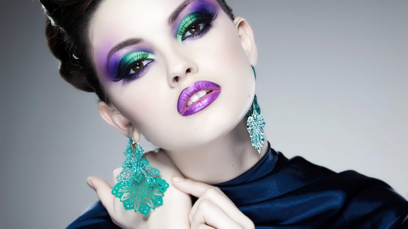model, woman, make  up, girl, green, purple, hand, beauty, jewel, face, blue