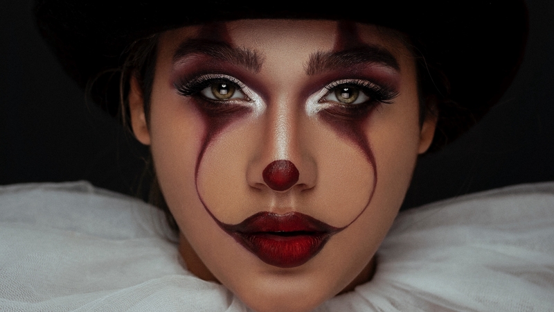 face, model, amin rokhide, red, clown, girl