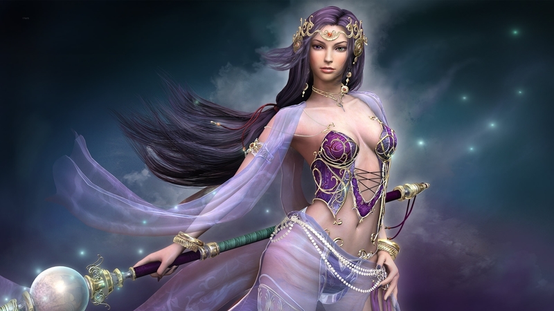 septre, purple, beauty, dark hair