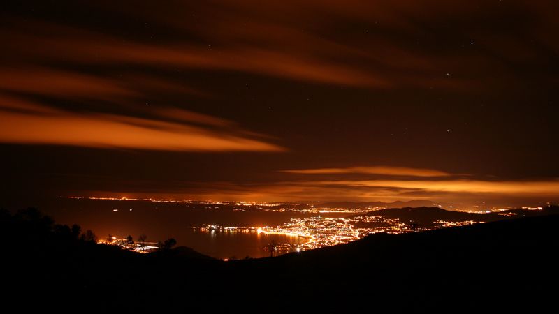 night city, city lights, top view, spain, 4k