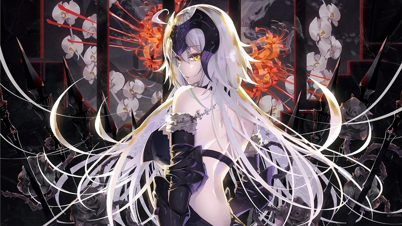 tsurukame, jeanne darc, girl, fate grand order, anime, black, manga, white, orange
