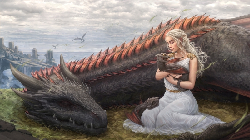 art, daenerys, cute, girl, luminos, game of thrones, mother of dragons, synergy 88 art, fantasy