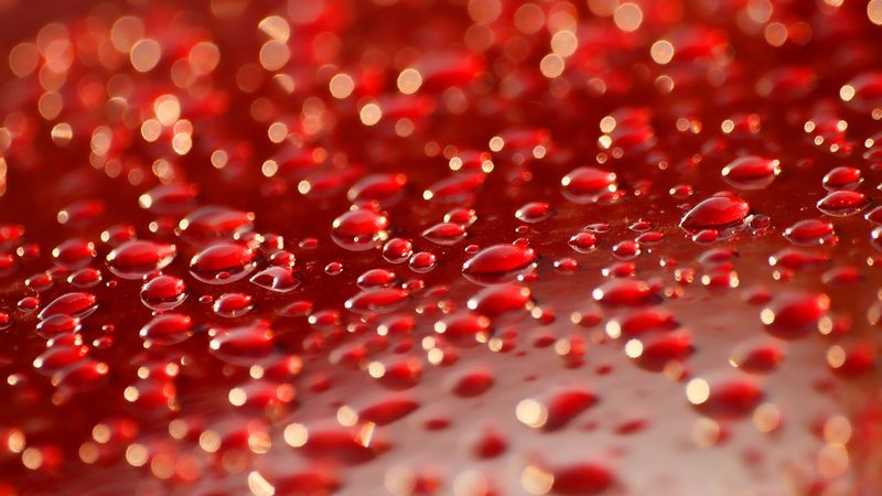drops, surface, red, 4k