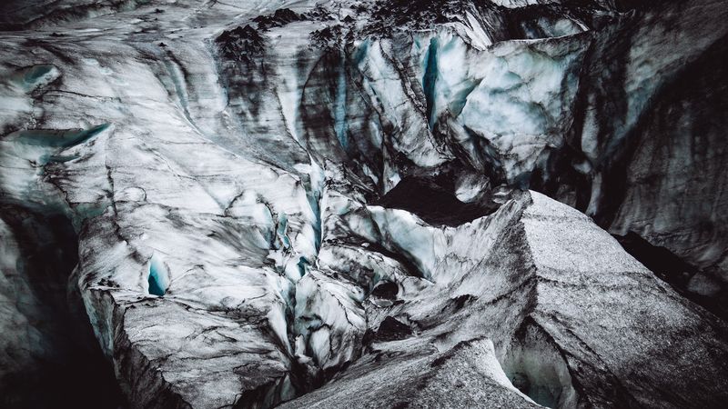 glacier, cave, surface, iceland, 4k