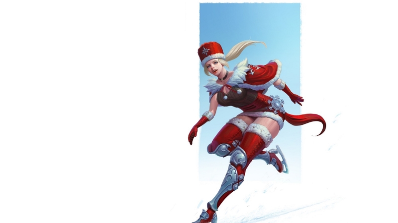 blue, red, fantasy, craciun, christmas, girl, hyeo gwan nam, white