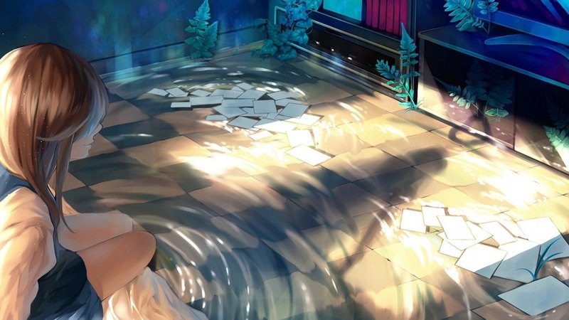 pretty, game, beautiful, sunset, nice, fantasy, anime, flowers, beauty, anime girl, light, female, shadow, swee, short hair, cute, water, cool, brown ahir, awesome