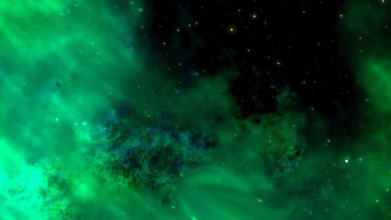 space, universe, stars galaxy, radiance, green, 4k