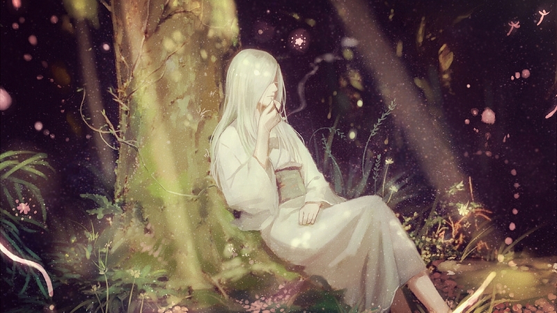 white, mushishi, girl, anime