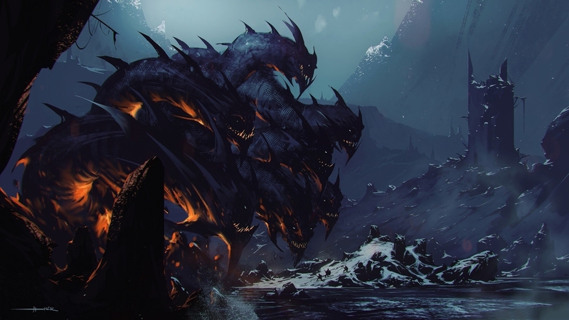 hydra, fantasy, illustration, creature