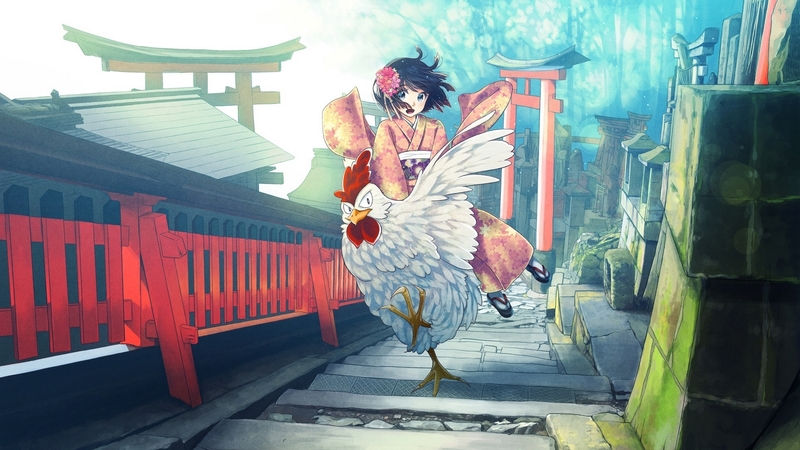 rooster, girl, chicken, anime, manga, funny, year, furai