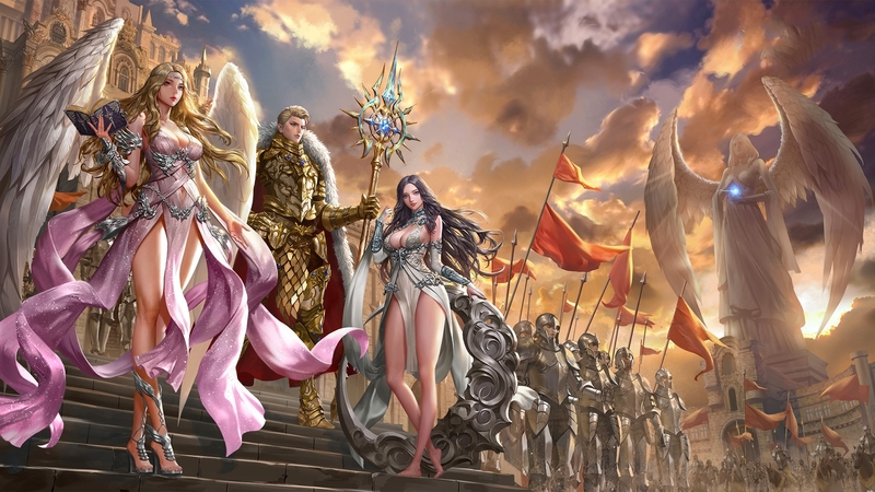 art, battle, fantasy, girl, angel, digital, beautiful, woman, epic