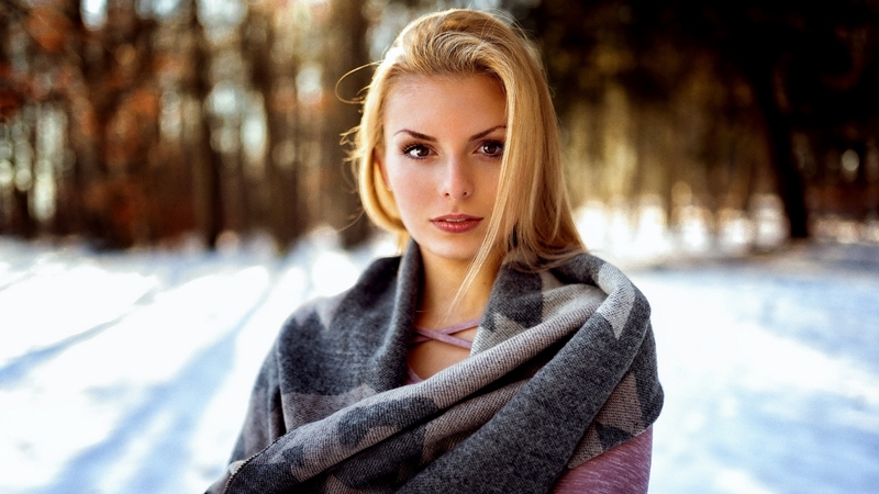babe, model, snow, blonde, lady, woman