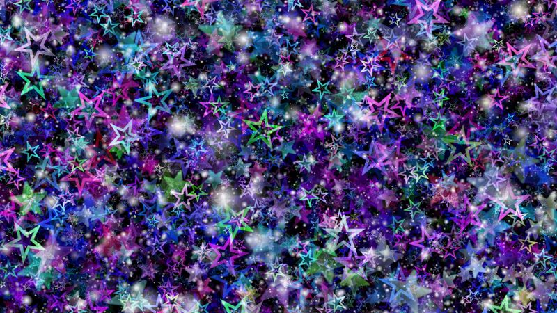 stars, colorful, glare, glitter, art, 4k