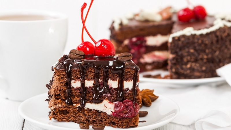 cake, food, cream, cherry
