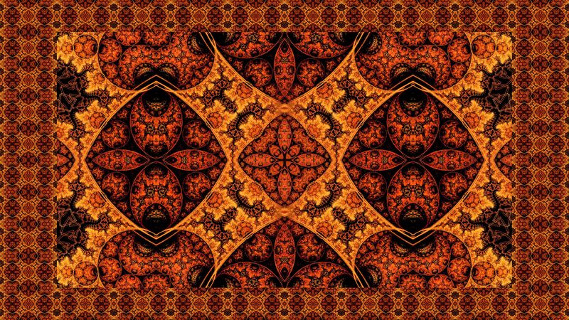 patterns, kaleidoscope, orange, 4k