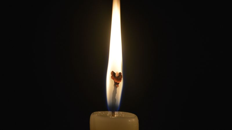 candle, wick, fire, wax, dark, light, 4k